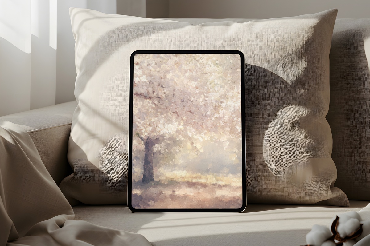 Cherry Blossoms Gentle Glow Summer iPad Wallpaper