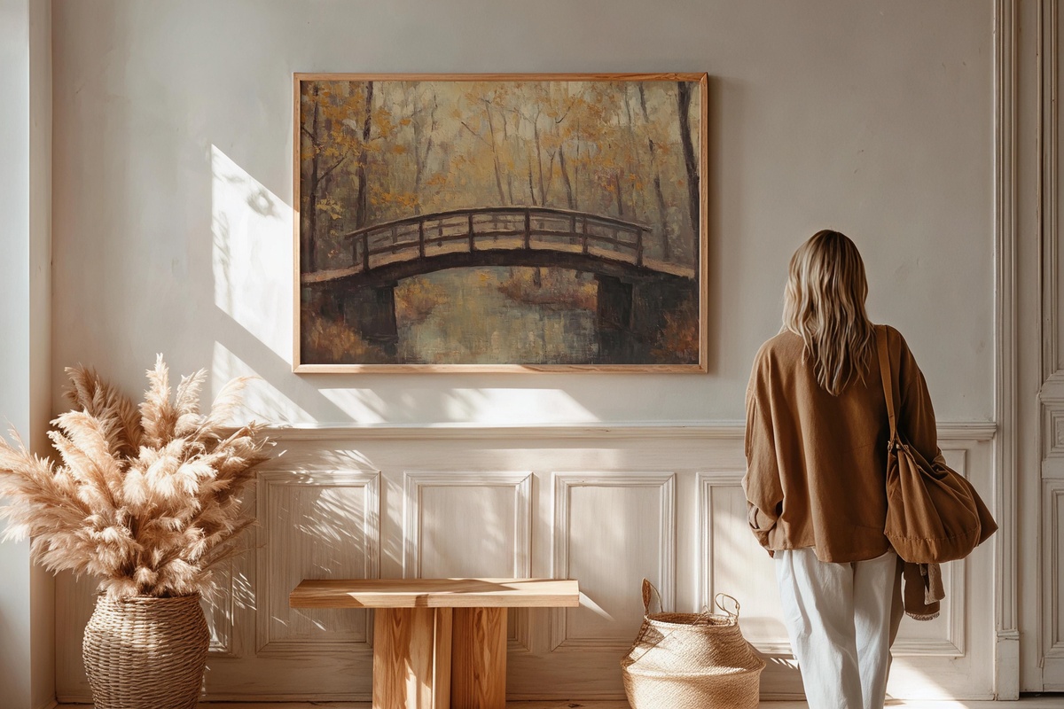 Autumn Bridge Elegance Fall Printable Wall Art