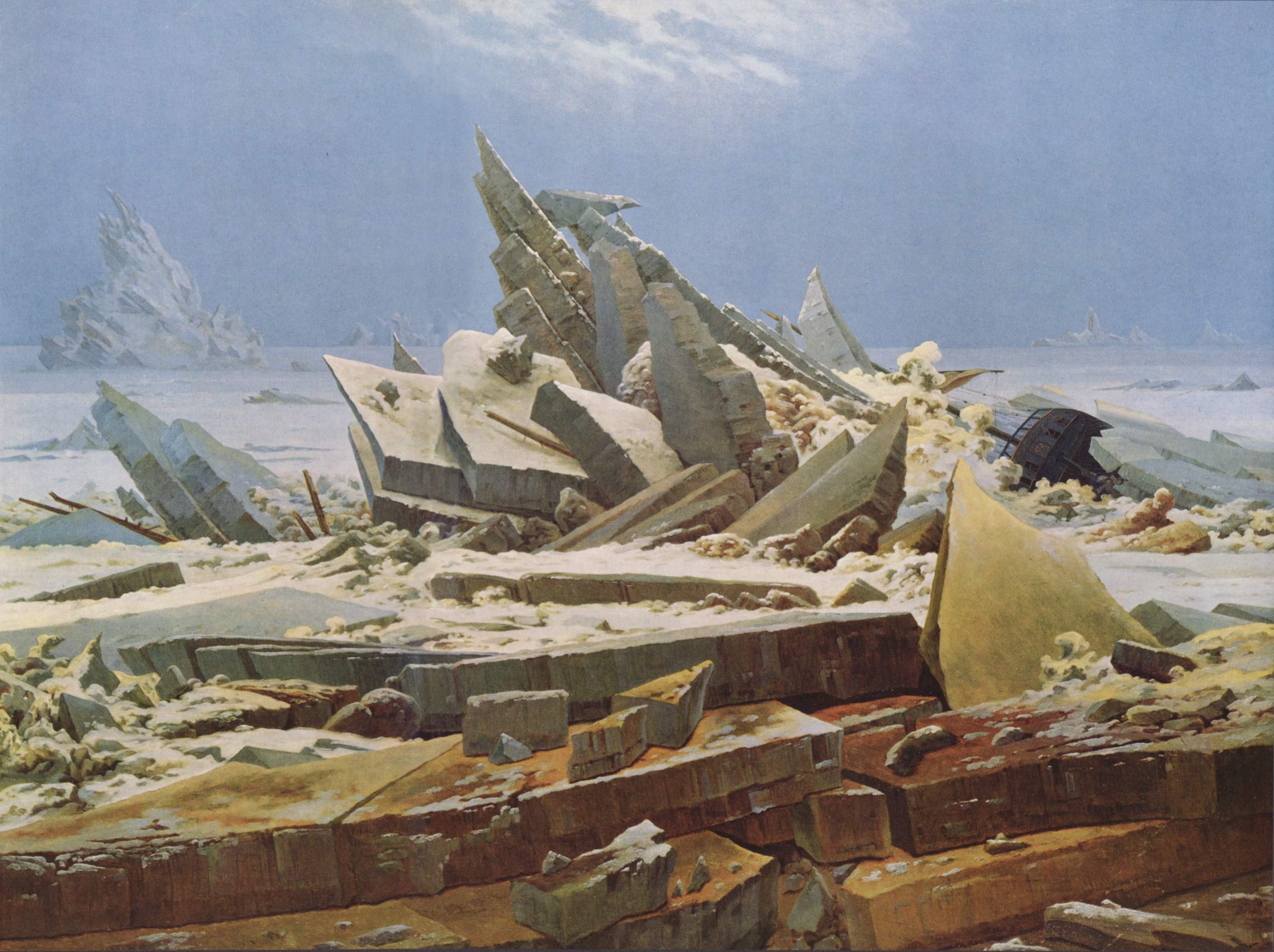 Caspar David Friedrich, The Sea of Ice (also called The Wreck of the Hope), c. 1823-1824. Hamburger Kunsthalle.
