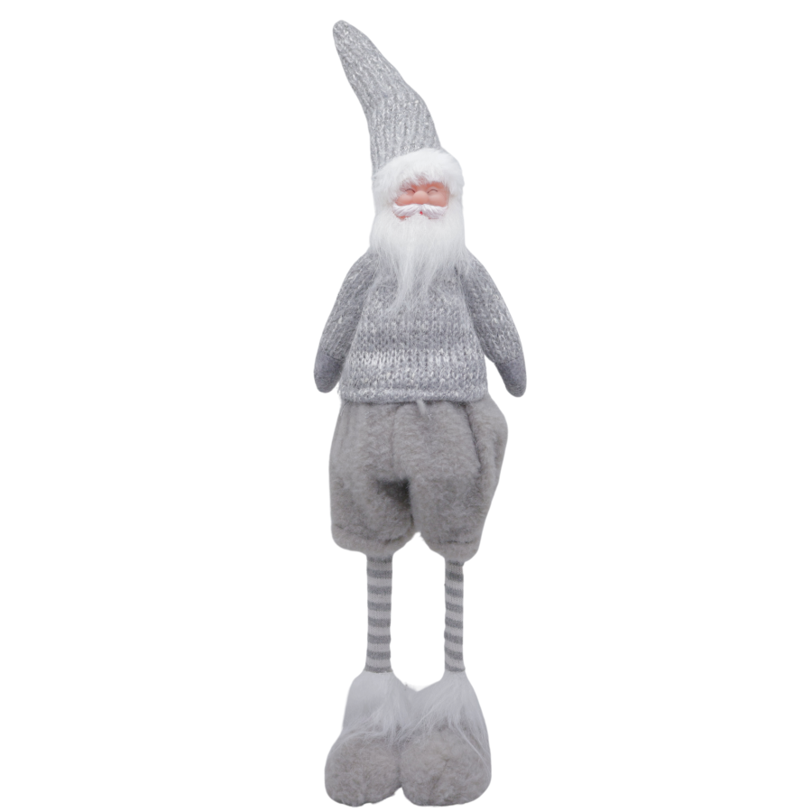 Muñeco papá noel con luz gris, 48cm, tela