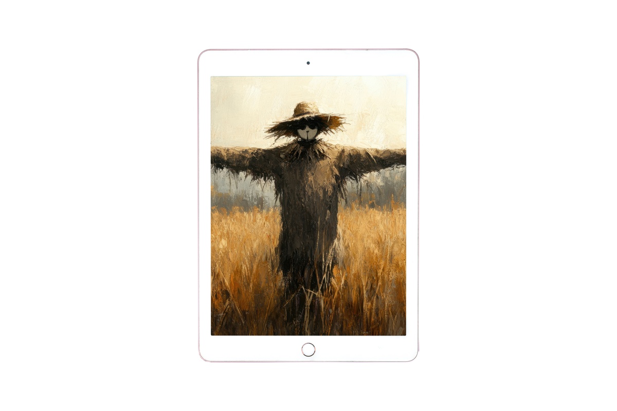 Field of Autumn Whimsy iPad Wallpaper in soft earth tones