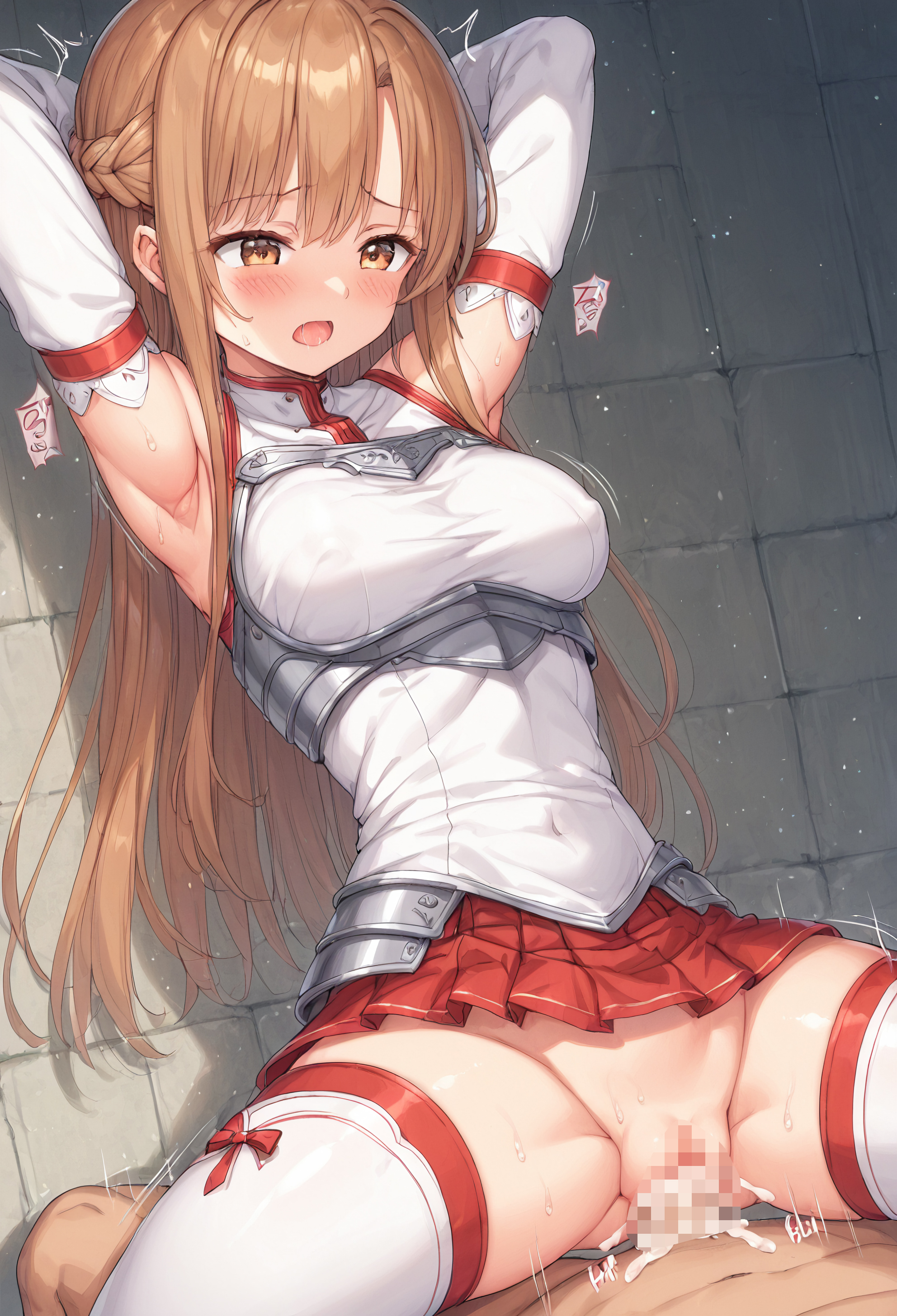 アスナ by ひじき with ai art, asuna, sword art online, interspecies mating, gangbang, defeat