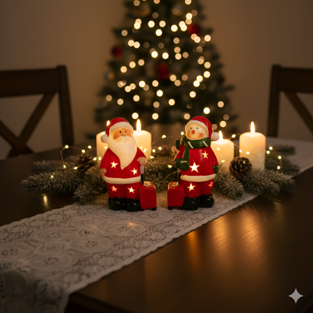 Adorno navideño con luz cerámica, 15.5cm