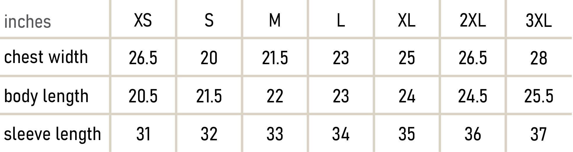 Size Chart