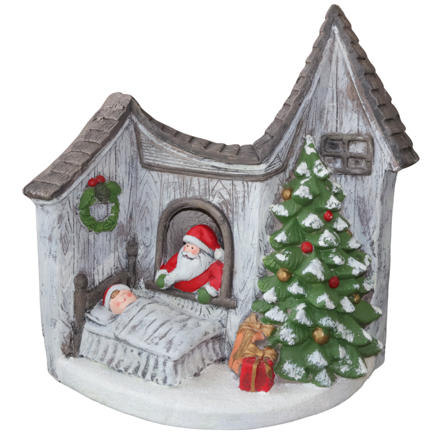 Adorno navideño con luz poliresina, 44x42x23cm