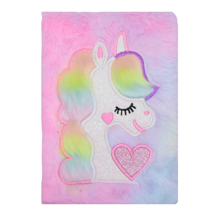 Libreta de unicornio felpa, 70 hojas, a5