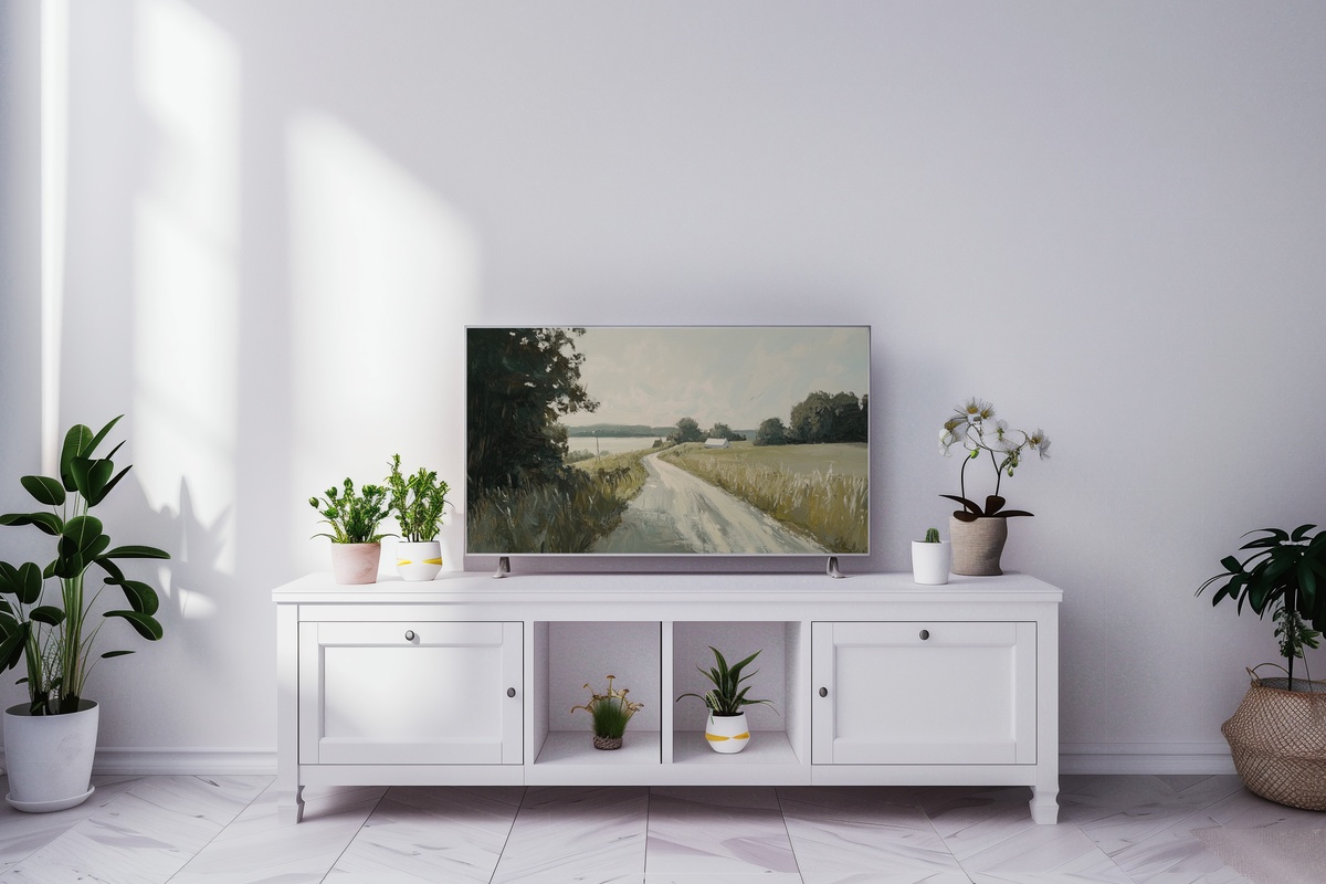 Pastoral Pathways Musings Vintage Frame TV Art — impressionist countryside road