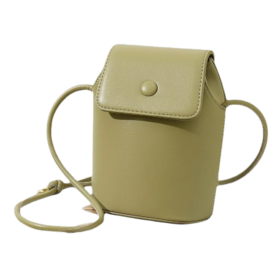 Morral mostaza, cuero pu, 18x9x14.5cm