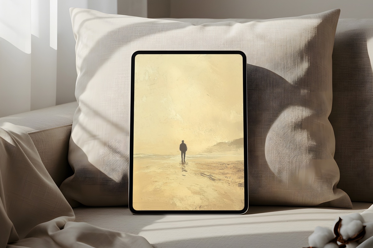 Serenity of Ocean Breezes iPad Wallpaper - soft taupe textured coastal digital background