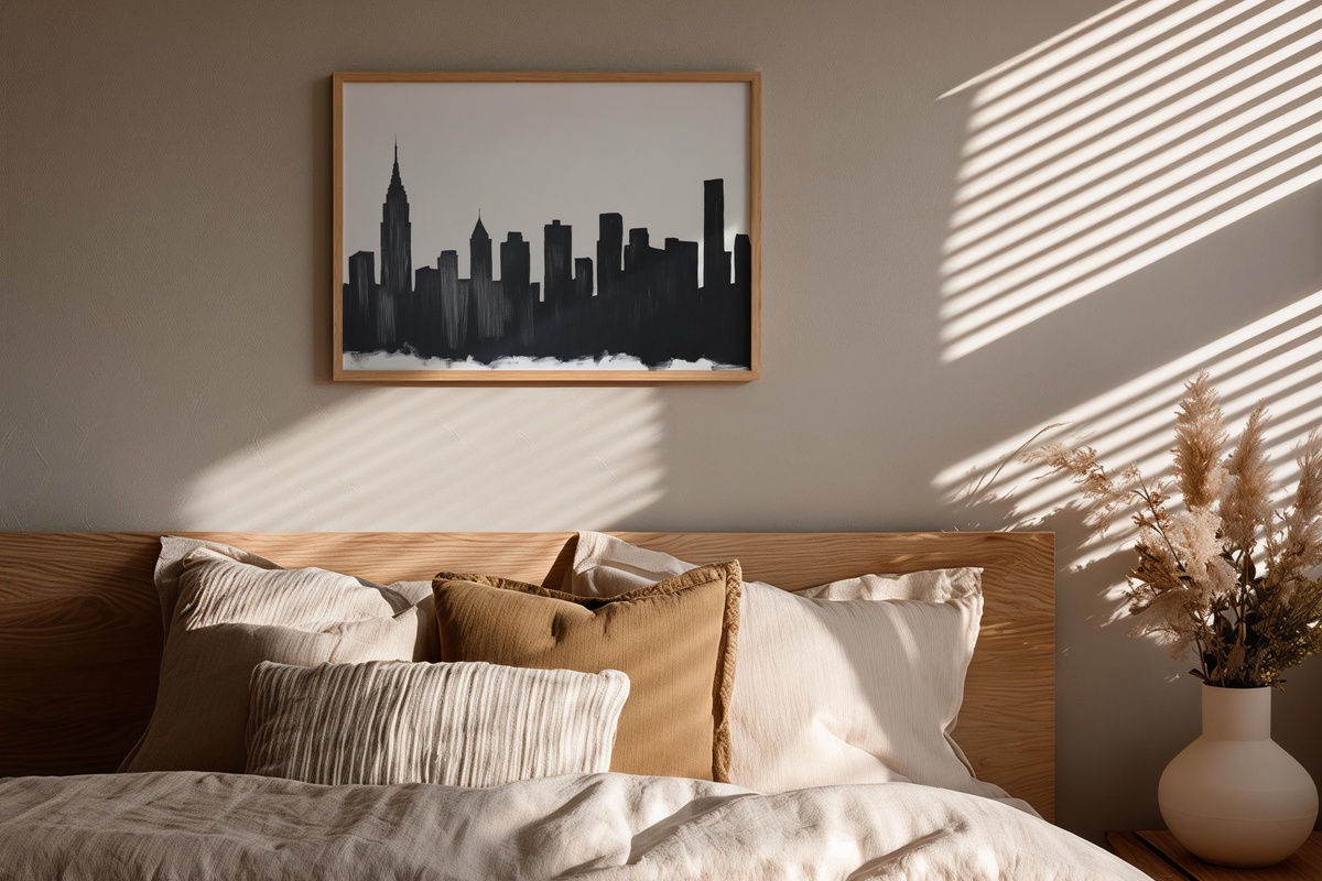 Dynamic City Silhouette Black and White Printable Wall Art