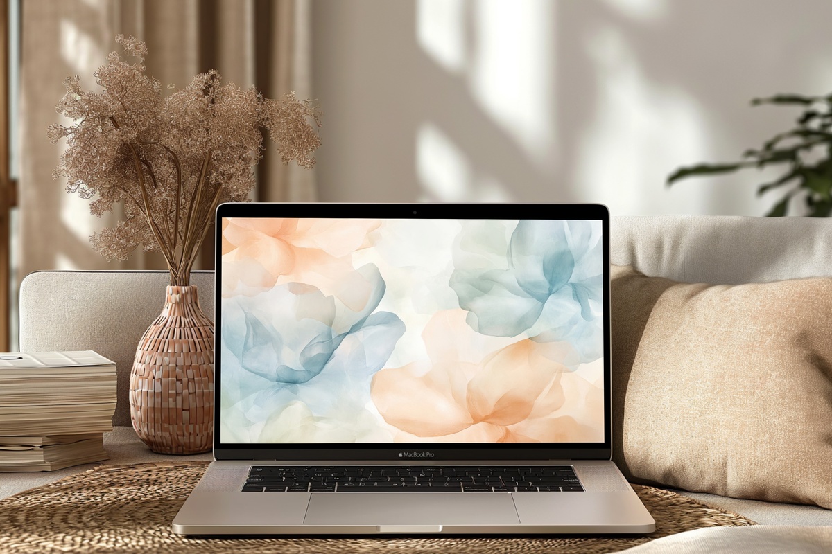 Floral Fluidity in Serenity Desktop Wallpaper