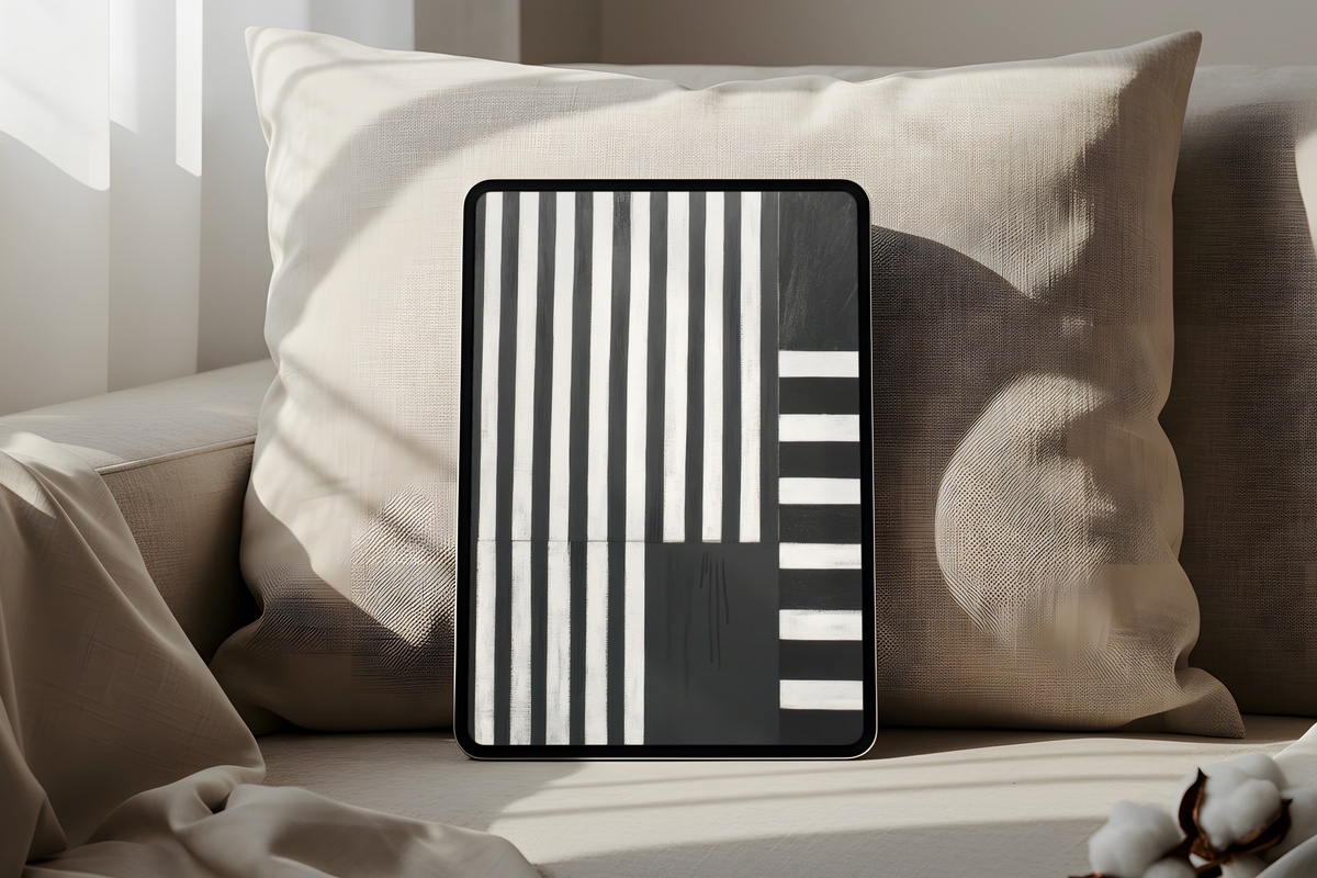 Bold Striped Harmony black and white iPad wallpaper