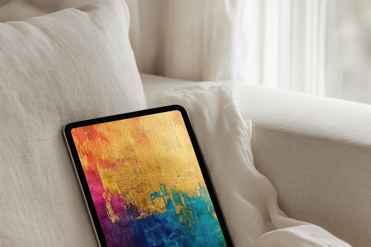 Golden Tapestry Splendor Abstract iPad Wallpaper