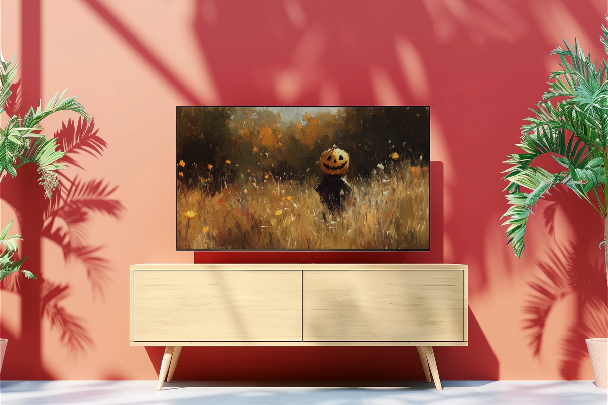 Jack-O-Lantern in Autumn Fields Halloween Frame TV Art