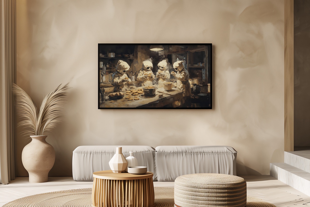 Cookie-Baking Mummy Whimsy Halloween Frame TV Art