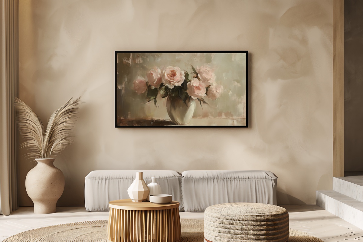 Vased Blush Rose Elegance - Floral Frame TV Art