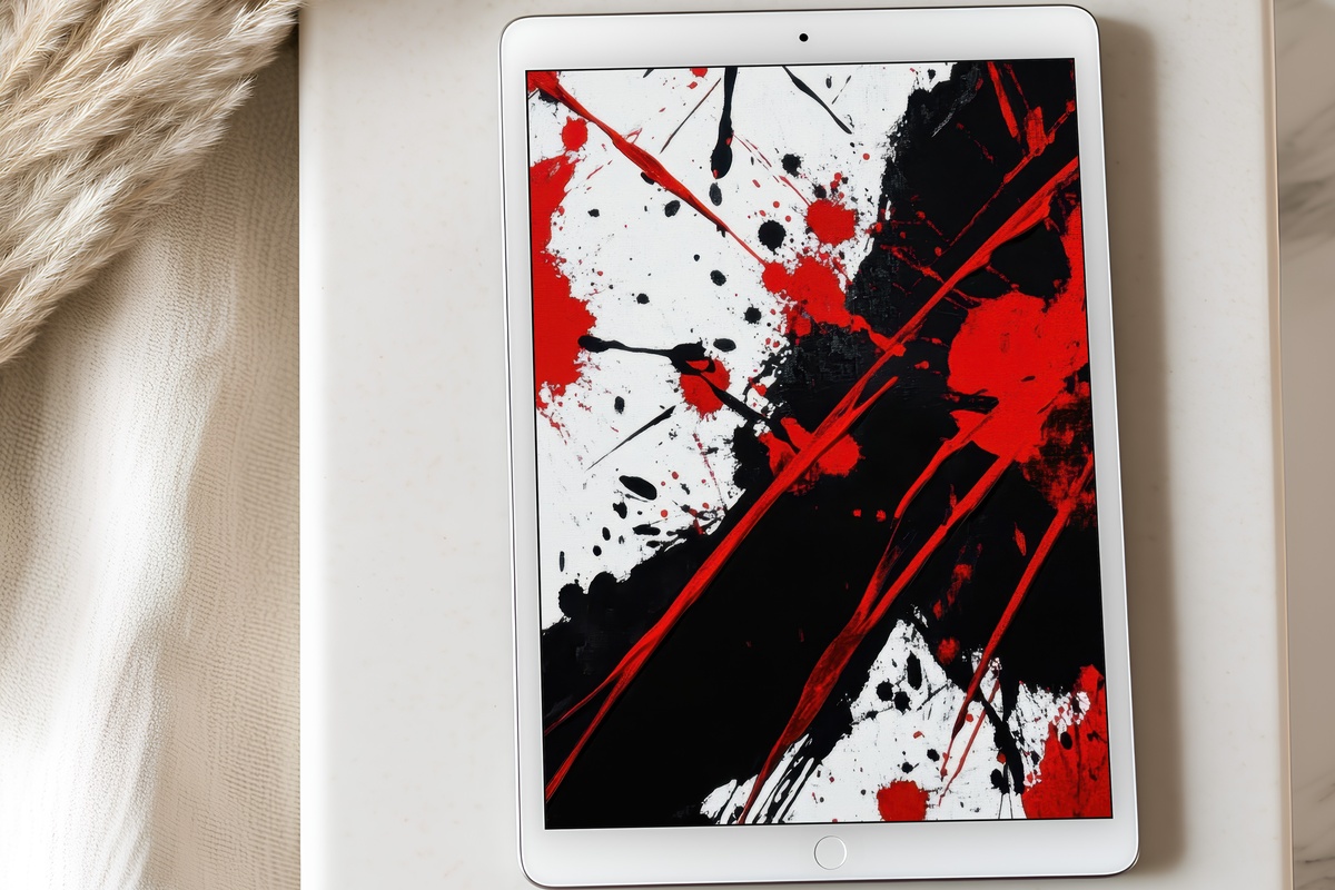 Crimson Noir Cascade Abstract iPad Wallpaper