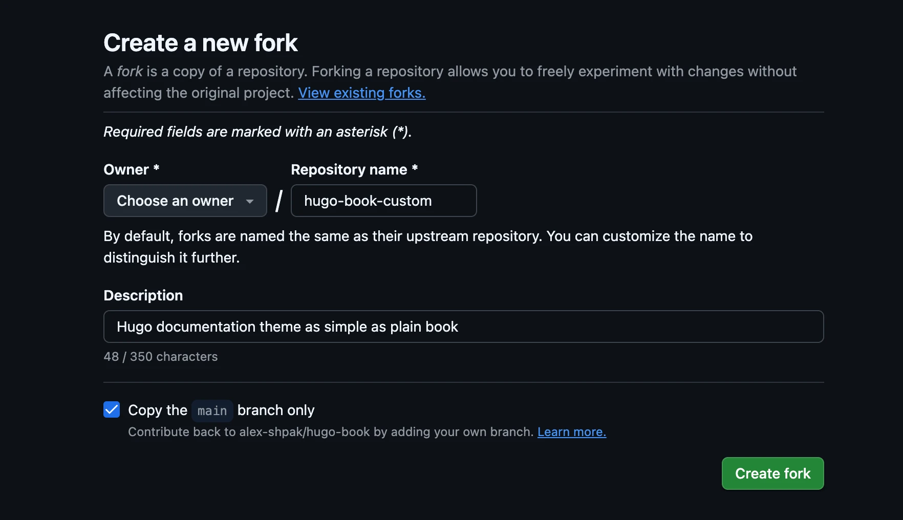 Book 테마 Fork하기