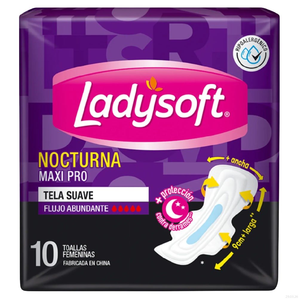 Ladysoft Nocturna Doble Alas X10 Paquete