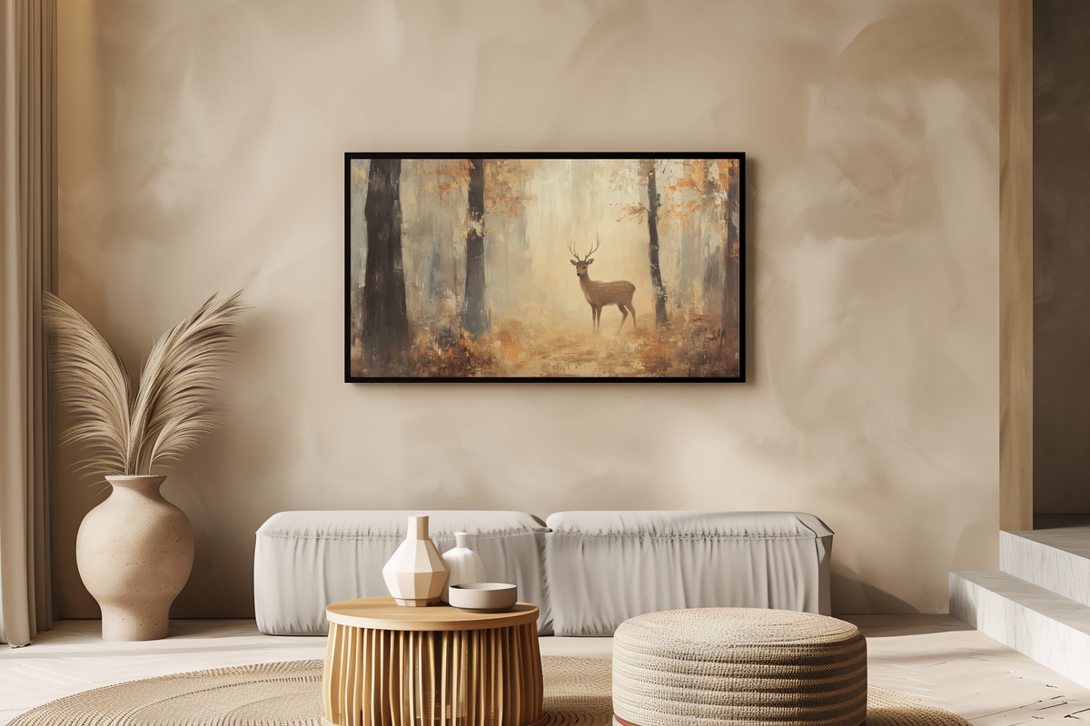 Forest Deer Tranquility Fall Frame TV Art