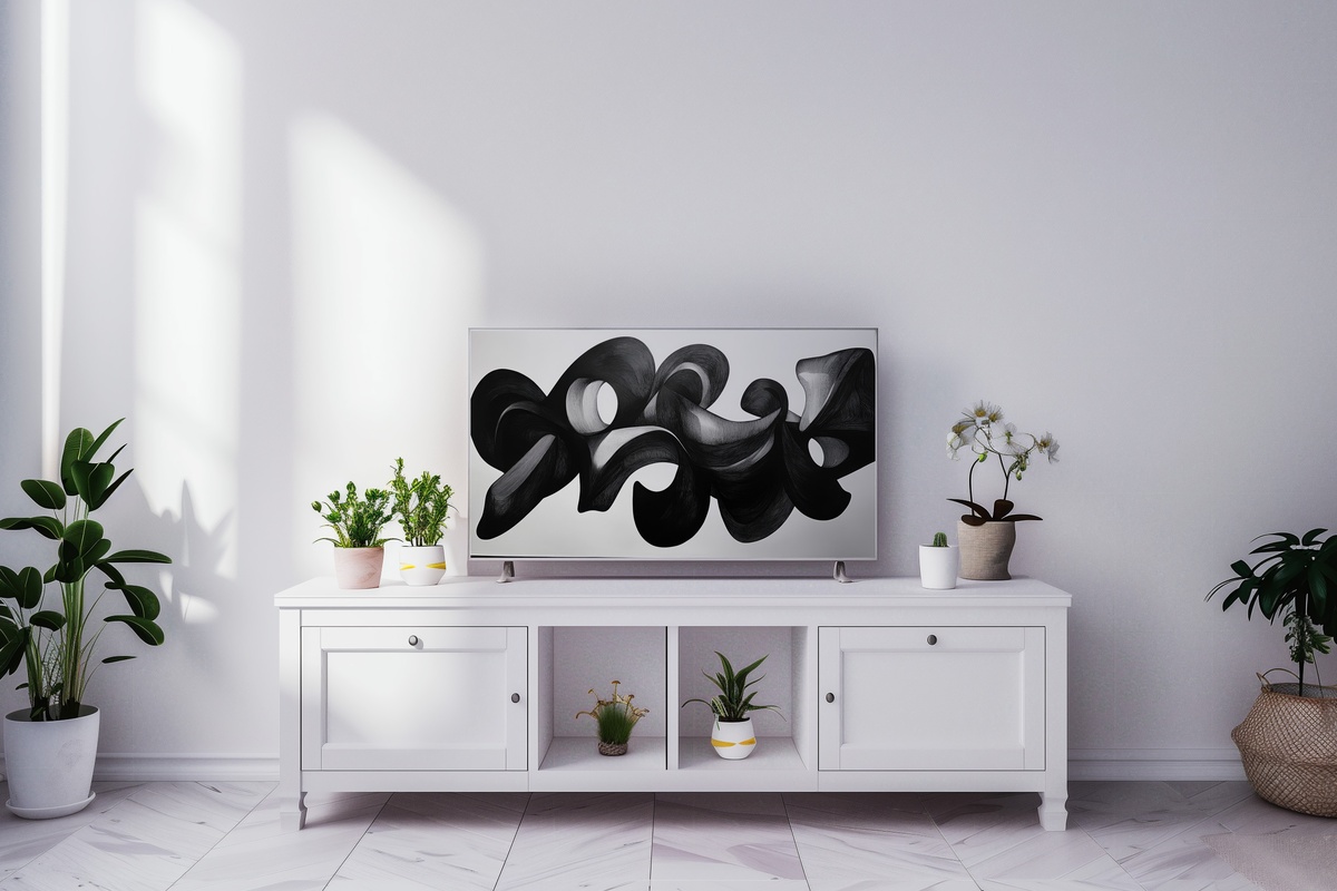 Monochrome Inked Whimsy Black and White Frame TV Art