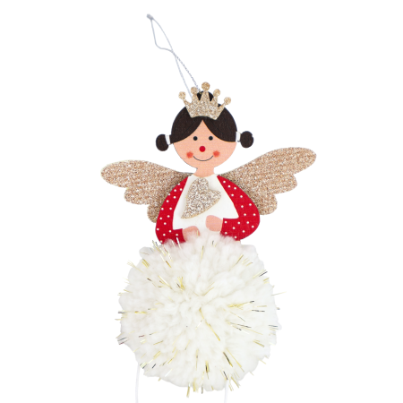 Colgante navideño blanco, 30cm, tela/madera