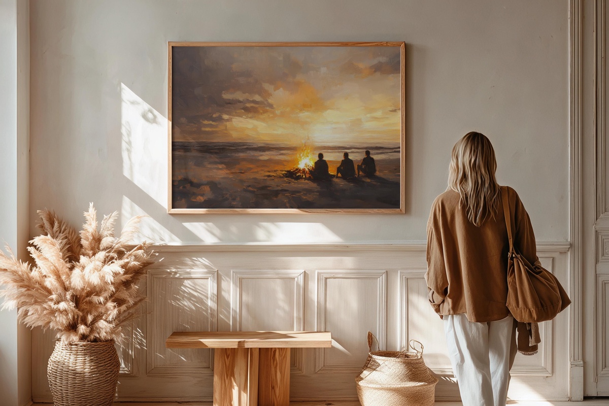 Evening Bonfire Bliss Coastal Printable Wall Art