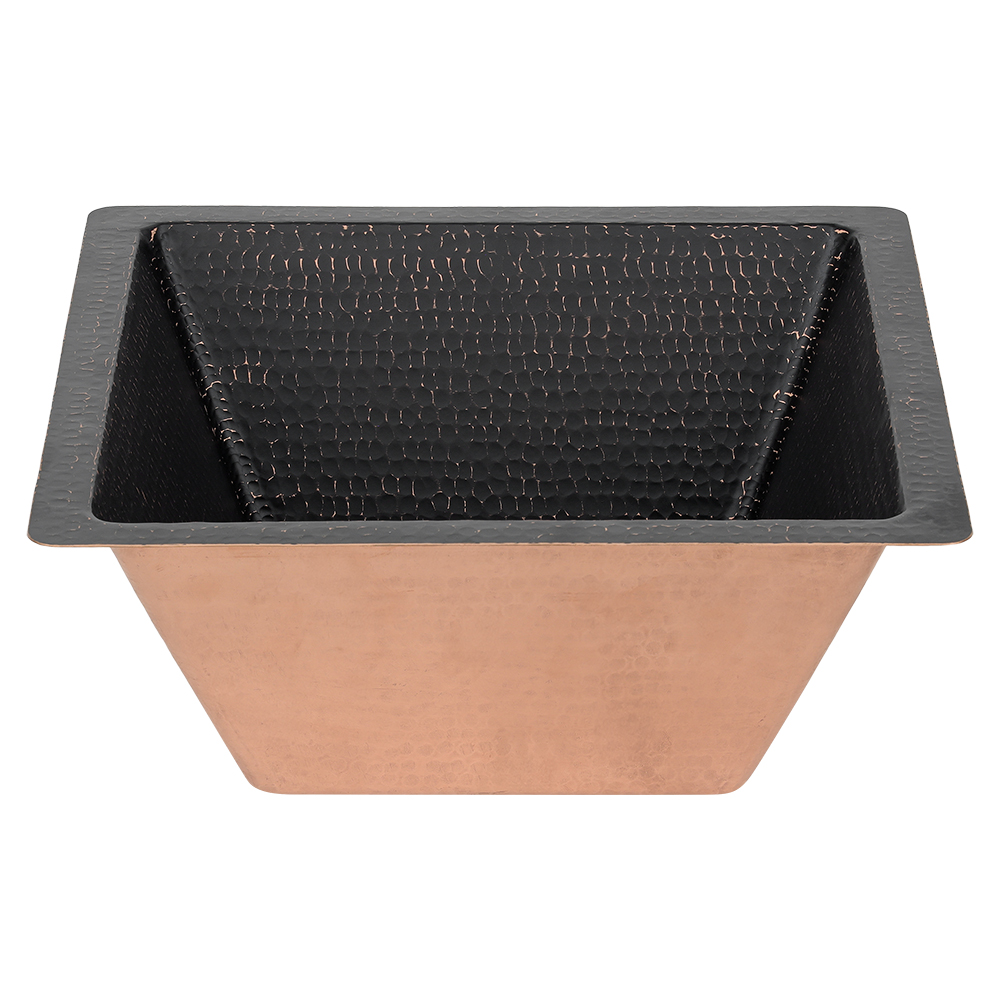 Premier Copper Products 15" Square Copper Bar/Prep Sink, Glazed Black, 16 Gauge, BS15BLK2