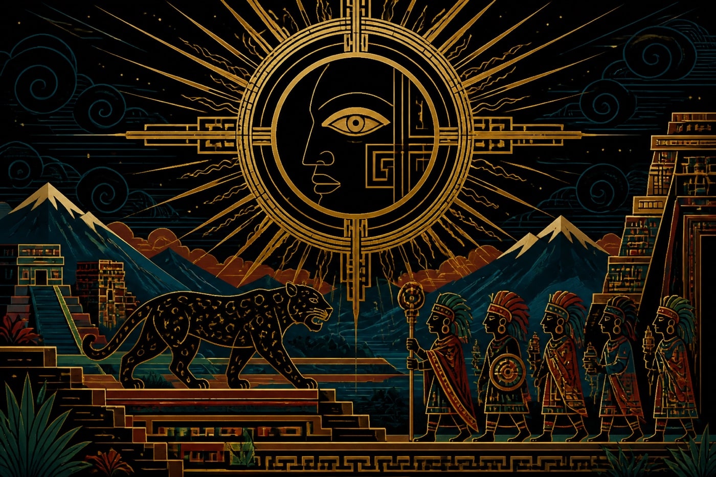 Original illustration for Tezcatlipoca Becomes the First Sun