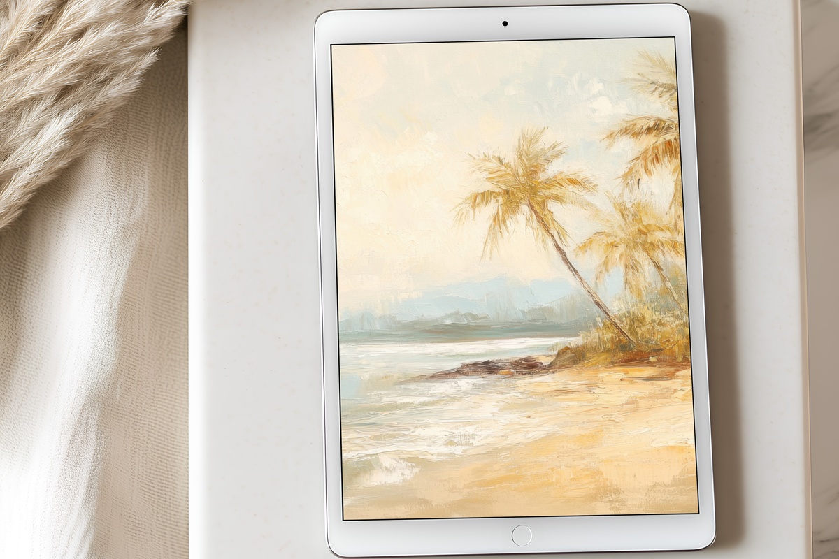 Tropical Coastline Elegance Coastal iPad Wallpaper