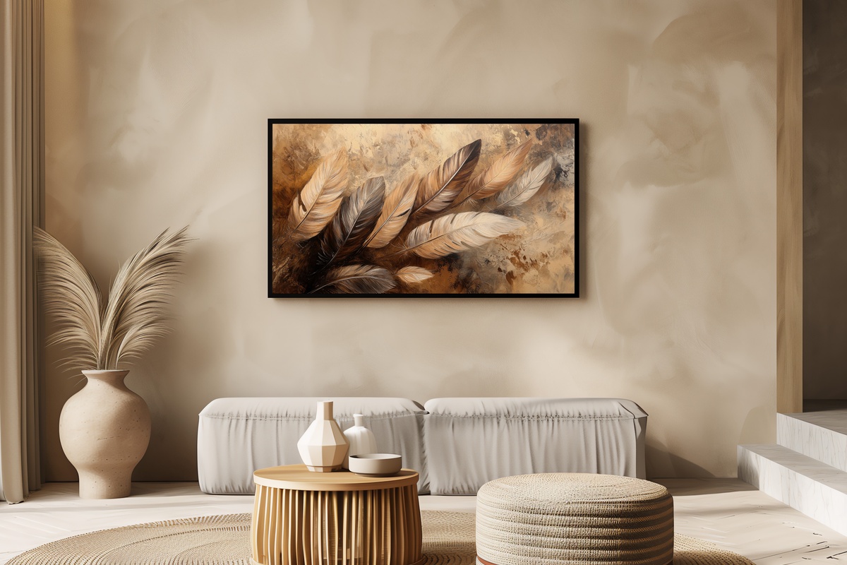 Earthy Feather Elegance Frame TV Art