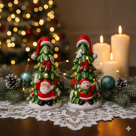 Adorno navideño con luz cerámica, 20cm