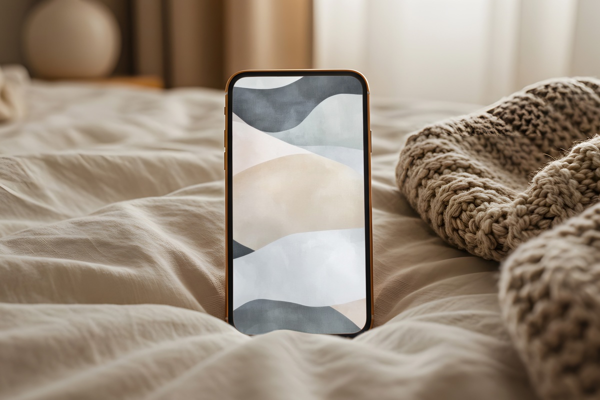 Organic Comfort Flow abstract iPhone wallpaper with subtle neutral tones