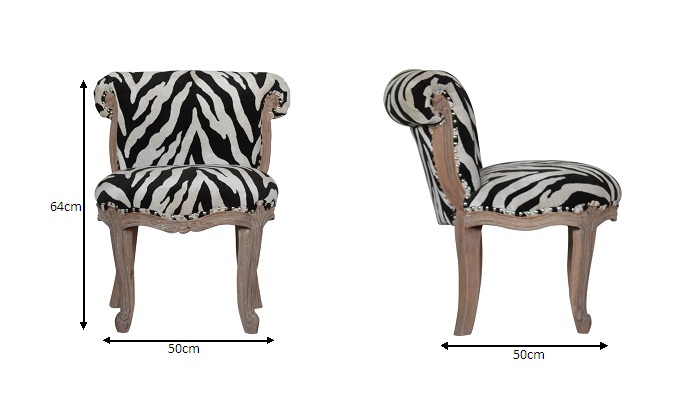 Size chart for Zebra Printed Studded Chair