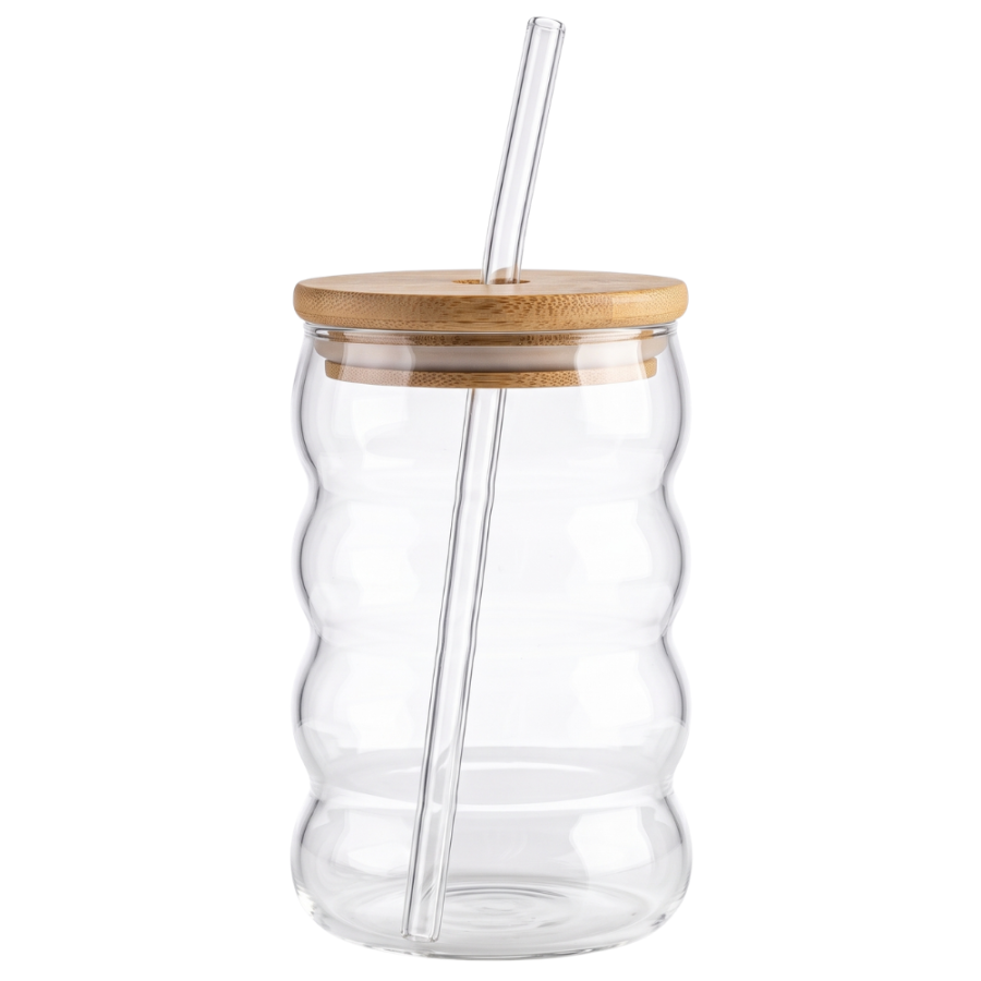 Vaso resistente al calor vidrio borosilicato/bambú, 500ml