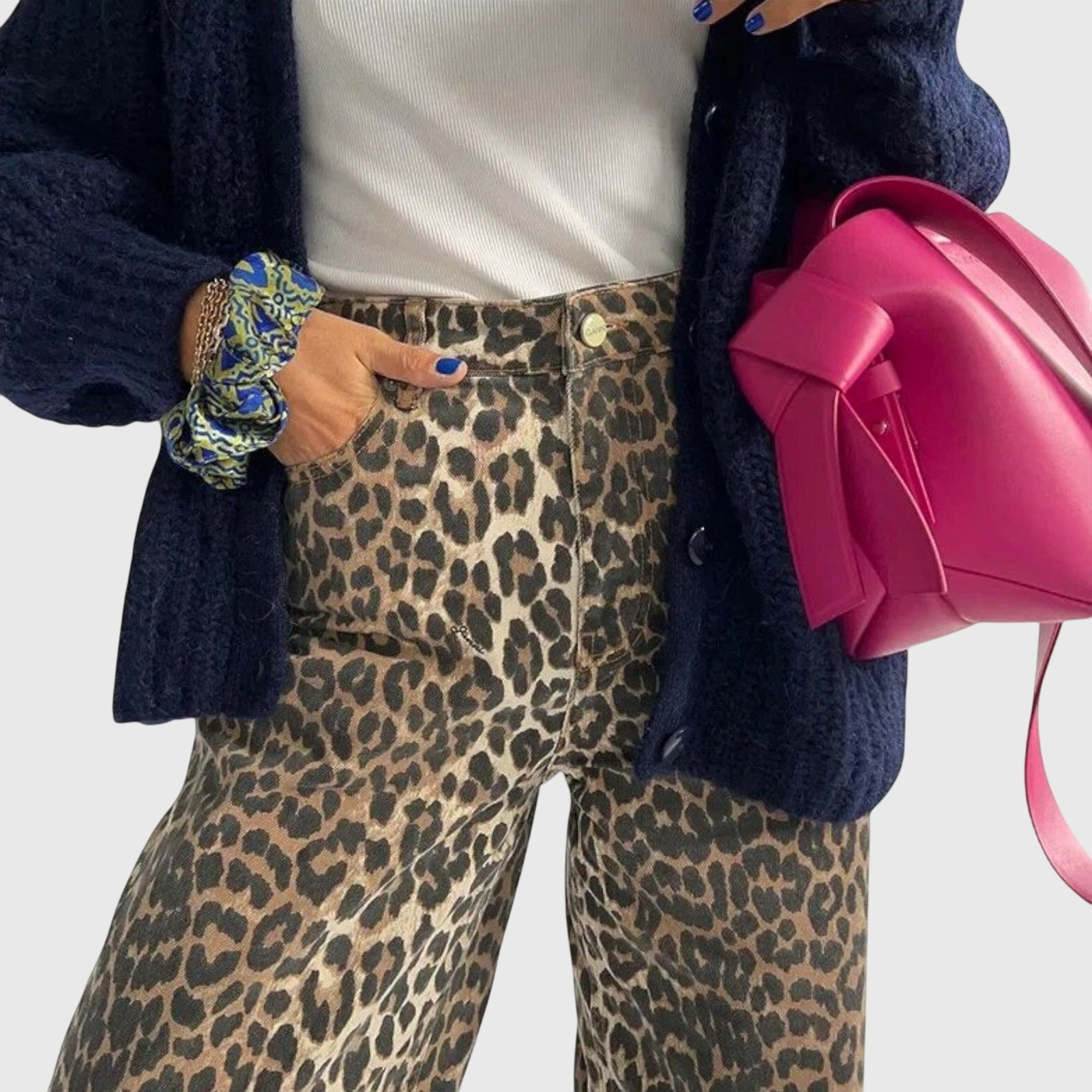 Lavisa - Vintage Leopard Print Jeans for Women - High-Waisted Denim
