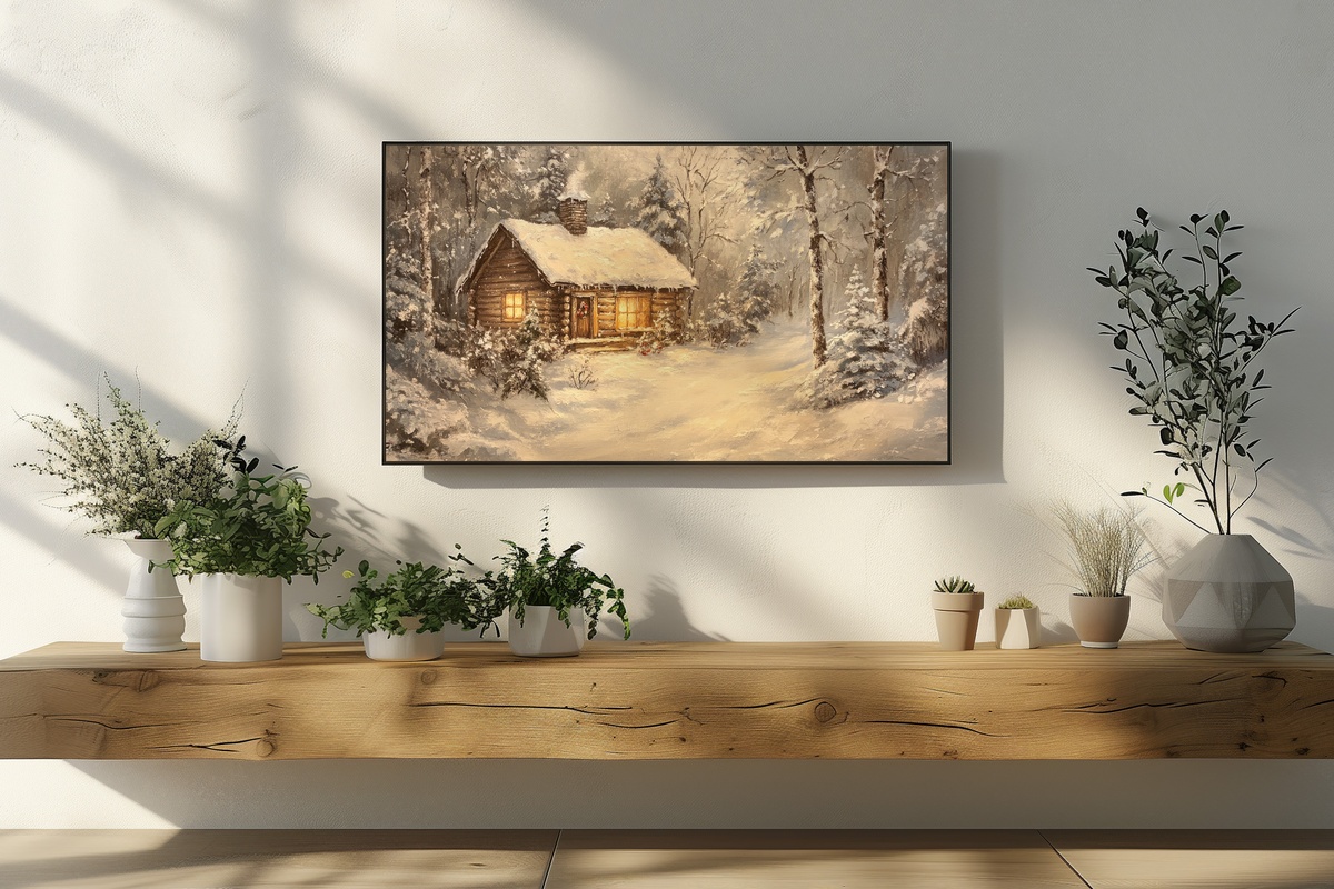 Ceramic Vases Serenity boho Frame TV art with neutral ceramic vessels