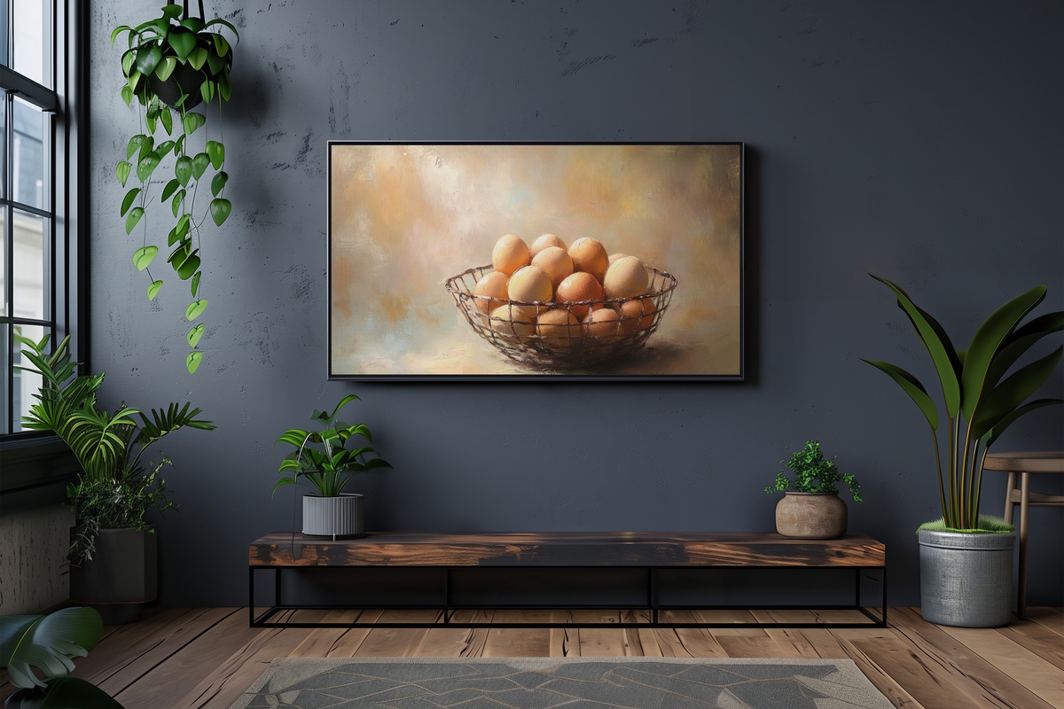 Rustic Fresh Eggs Delight Farmhouse Frame TV Art