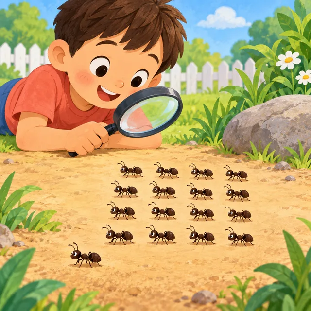 Scene: I see seventeen ants.
