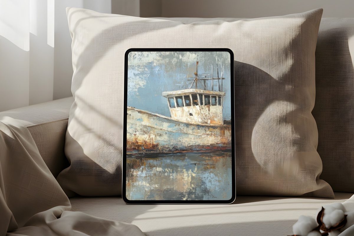 Soft Hue Fishing Serenity Coastal iPad Wallpaper