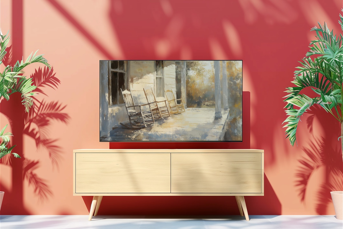 Rocking Chair Porch Peace Farmhouse Frame TV Art