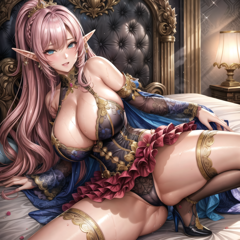 女王の寝室 by sotoliyuki with elf, large breasts, queen
