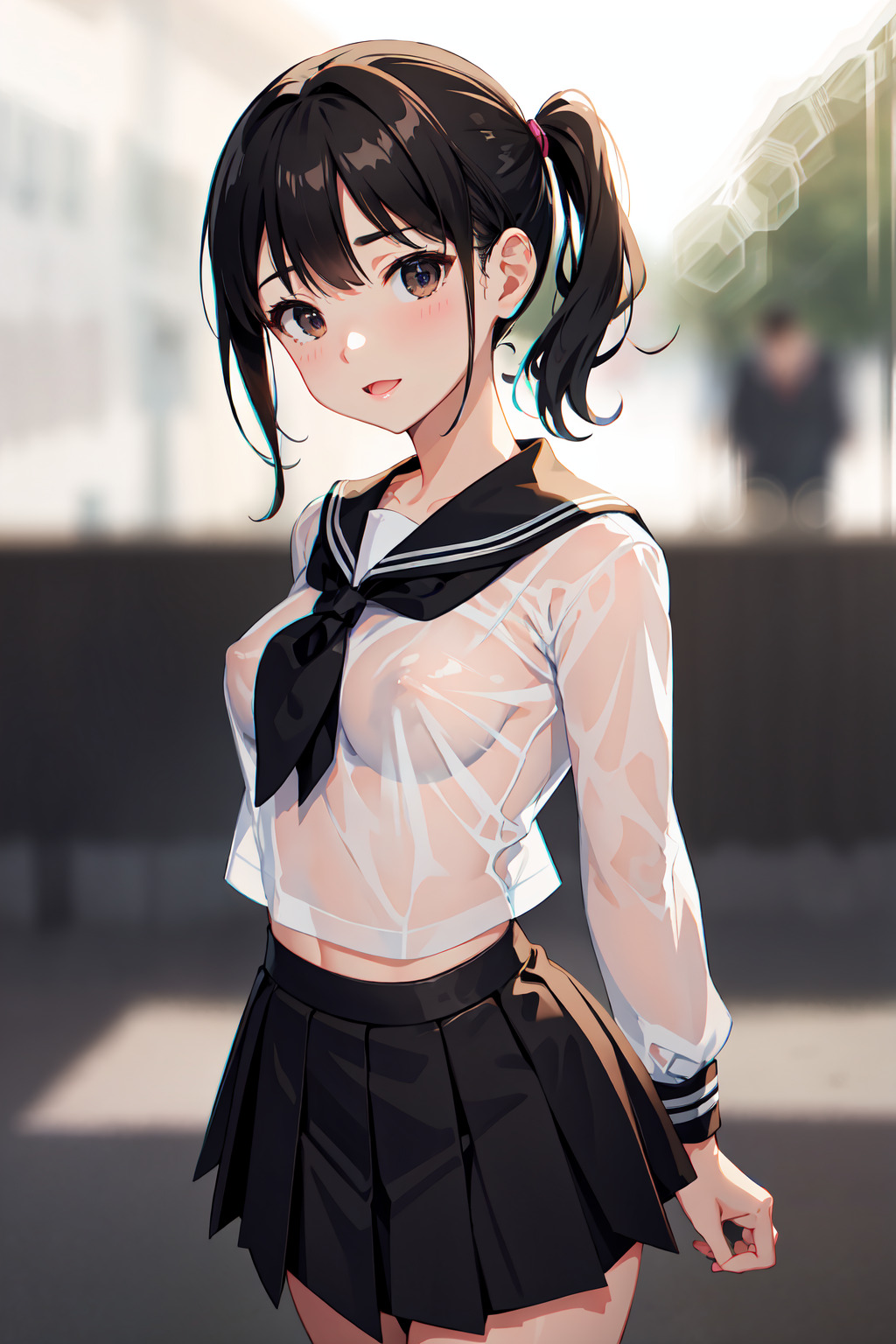 汗だく胸透け セーラー服少女 02 by ぷろでこ ProDeco with high school girl, sheer, breasts