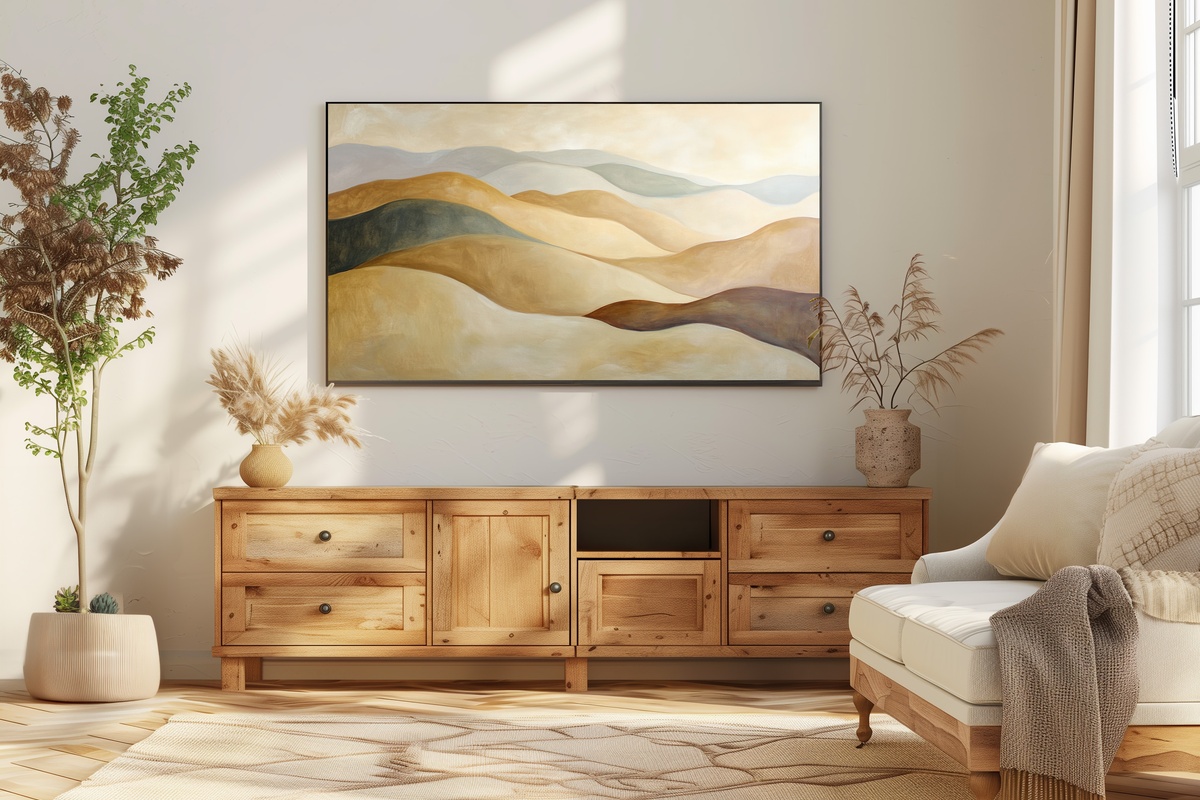 Earth's Gentle Symphony Neutral Frame TV Art