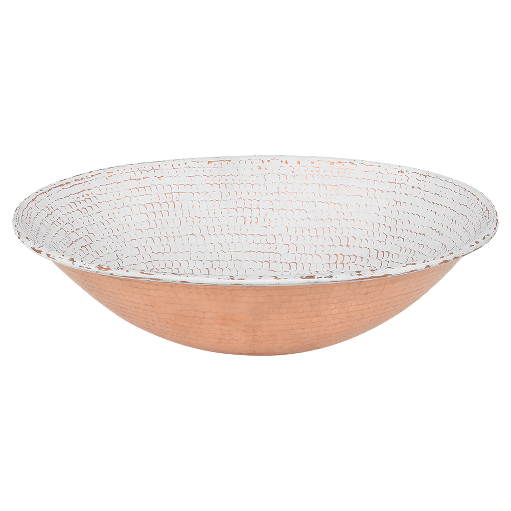 Premier Copper Products 17" x 12" Oval Vessel - Above Counter Copper Bathroom Sink, Glazed White, 17 Gauge, VO17WWHT