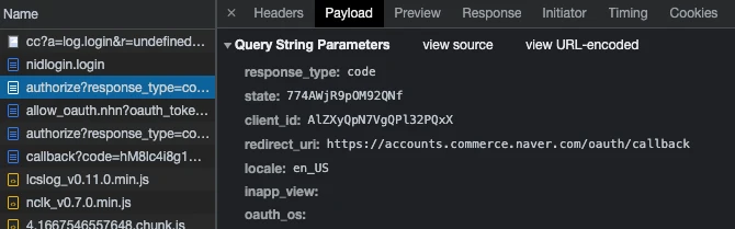 accounts.commerce.naver.com/authorize > Payload > Query String Parameters