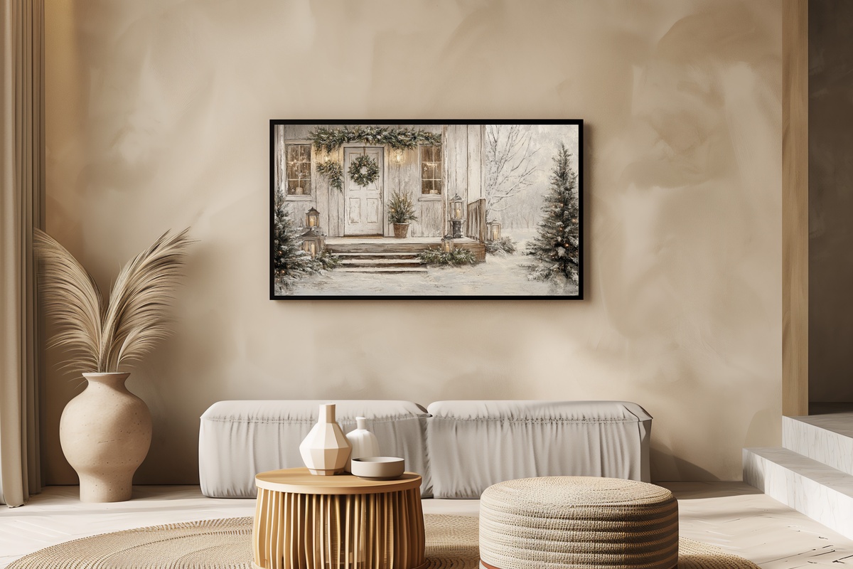 Festive Farmhouse Charm Christmas Frame TV Art