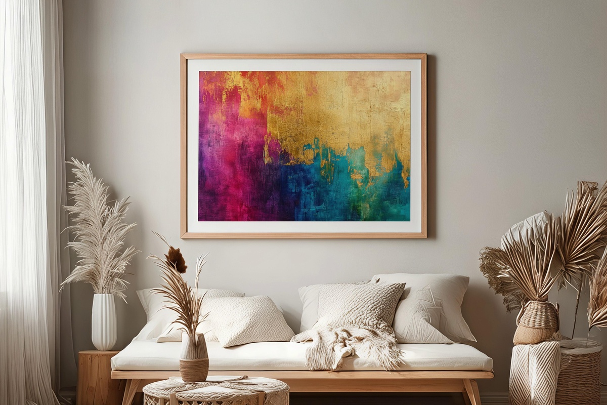 Golden Tapestry Splendor Abstract Printable Wall Art