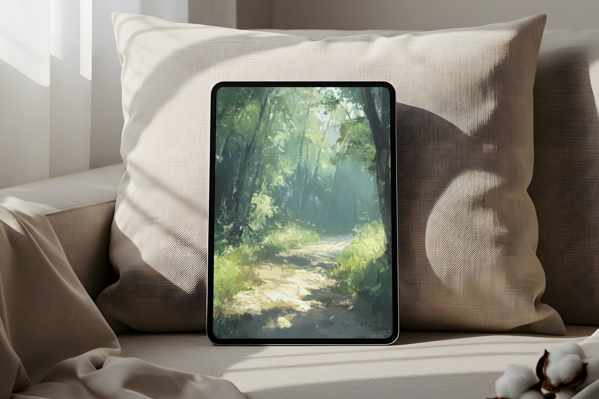 Sunlit Whispers Through Woodland Trails Summer iPad Wallpaper