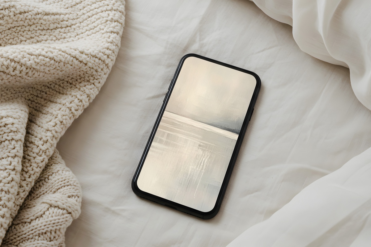 Tranquil Wave Reflections Neutral iPhone Wallpaper